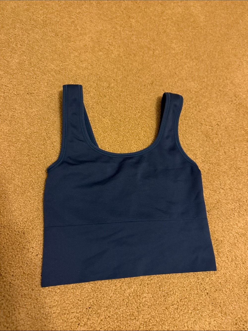 Athleta Navy Ribbed Scoop Tank Top